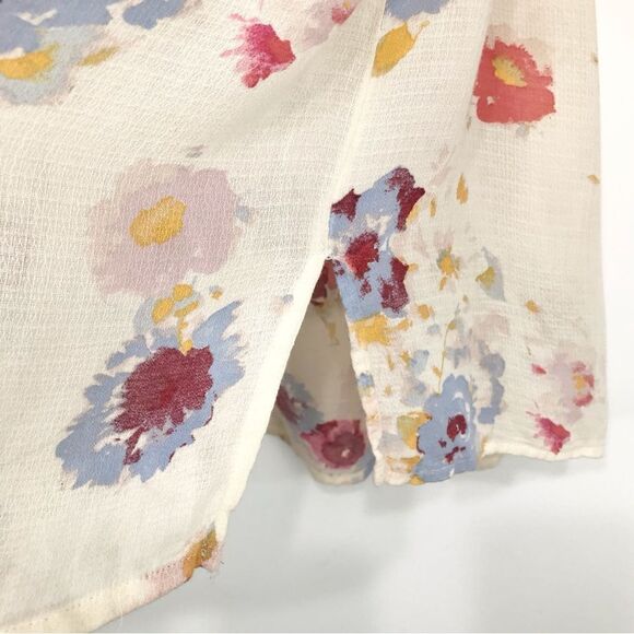 Lucky Brand Major Floral Cream Boho Peasant Festival Blouse - Picture 14 of 16